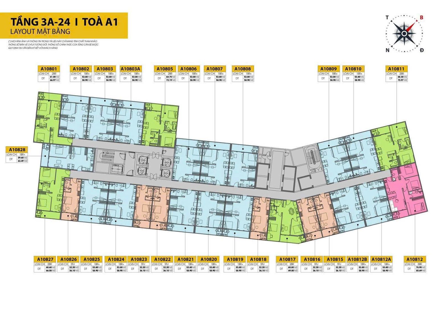 Layout Mặt Bằng Căn Hộ Cora Tower Đà Nẵng Tòa A1